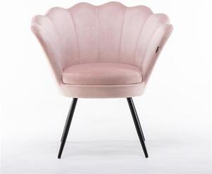 FREY Púderrózsaszín modern velúr szék fekete lábbal