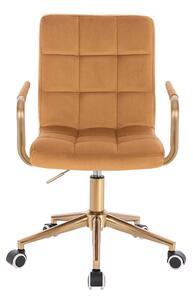 HC1015KP Mézbarna modern velúr szék arany lábbal