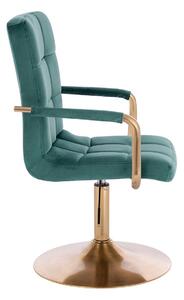HC1015NP Sötétzöld modern velúr szék arany lábbal