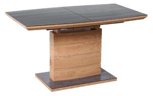 Asztal Houston 1120, Arany tölgy, Sötétszürke, 77x80x140cm, Hosszabbíthatóság, Természetes fa furnér, Edzett üveg, Közepes sűrűségű farostlemez, Természetes fa furnér, Közepes sűrűségű farostlemez
