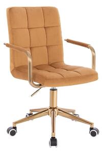HC1015KP Mézbarna modern velúr szék arany lábbal