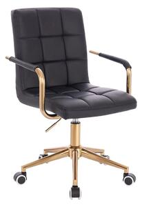 HC1015KP Fekete modern műbőr szék arany lábbal