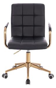 HC1015KP Fekete modern műbőr szék arany lábbal