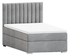 Világosszürke kárpitozott ágyneműtartós egyszemélyes ágy ágyráccsal 90x200 cm Bunny – Ropez