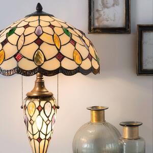 Clayre&Eef lámpa 5182 színes Tiffany üveg ernyővel, Többszínű, Nappali / Étkező, Üveg, Tiffany