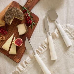 Kave Home Bluma három darabos fehér márvány sajtkés készlet