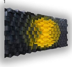 Fali panel 70x140x7cm-design panel - diffúzor 1 szín - 01 - fekete/sárga , 140x70x7cm