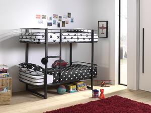 Fekete fém gyerek emeletes ágy Vipack Oscar 90x200 cm