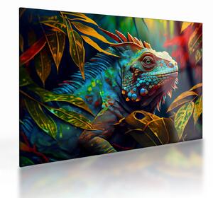 Üveg kép - Színes leguán (70x50 cm)