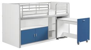 Kék emeletes ágy asztallal és komóddal Vipack Bonny 90 x 200 cm