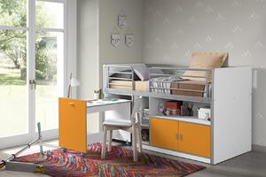 Narancssárga emeletes ágy asztallal és komóddal Vipack Bonny 90 x 200 cm