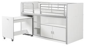 Fehér emeletes ágy asztallal és komóddal Vipack Bonny 90 x 200 cm