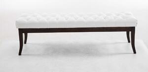 Ramses chesterfield tűzött pad, műbőr, fehér szín, 150 cm, sötét láb