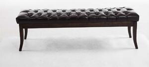 Ramses chesterfield tűzött pad, műbőr, barna szín, 150 cm, sötét láb