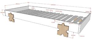 Szürke lakkozott egymásra rakható ágy Vipack Modulo Puzzle 90 x 200 cm