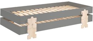 Szürke lakkozott egymásra rakható ágy Vipack Modulo Puzzle 90 x 200 cm