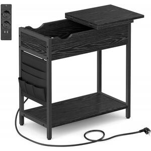 Oldal asztal - elektromos hálózati és USB csatlakozással - fekete