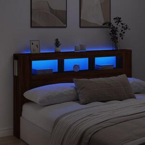 VidaXL barna tölgyszínű szerelt fa LED-es fejtámla 180x18,5x103,5 cm