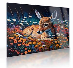 Üveg kép - Festett szarvas (70x50 cm)