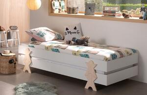 Fehér lakkozott egymásra rakható ágy Vipack Modulo Smiley 90 x 200 cm