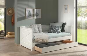 Fehér fenyő összecsukható ágy Vipack Pino 90/180 x 200 cm fiókkal