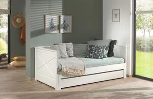 Fehér fenyő összecsukható ágy Vipack Pino 90/180 x 200 cm fiókkal