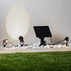 Lindby LED-es napelemes földi tüskés lámpa Malida, 3 darabos készlet, fekete, Fekete, Alumínium, Modern