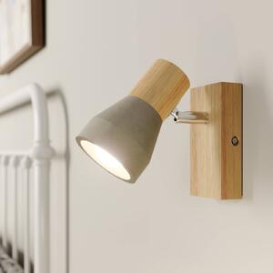 Lindby Filiz spotlámpa, 12 cm magas, fa, beton, E14