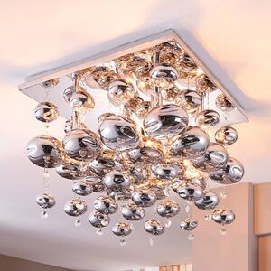Lindby mennyezeti lámpa Esfera, füstszürke, üveg, 4 lámpás, 35cm, dimmelhető, Króm / ezüst, Nappali / Étkező, fém, Modern