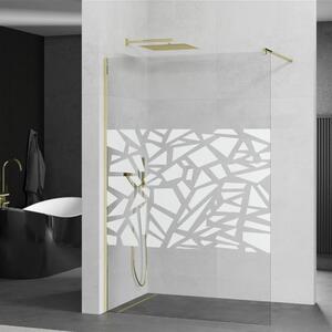 Mexen Kioto walk-in zuhanyfal - átlátszó - dekorbetéttel üveg / arany profil - 90 cm (800-090-101-50-85)