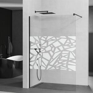 Mexen Kioto walk-in zuhanyfal - átlátszó - dekorbetéttel üveg / fekete profil - 90 cm (800-090-101-70-85)