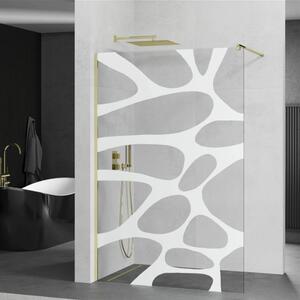 Mexen Kioto walk-in zuhanyfal - átlátszó - dekorbetéttel üveg / arany profil - 90 cm (800-090-101-50-97)