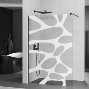 Mexen Kioto walk-in zuhanyfal - átlátszó - dekorbetéttel üveg / fekete profil - 90 cm (800-090-101-70-97)
