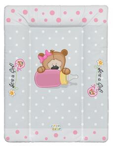 Babastar puha pelenkázó lap 50*70 cm - It&#039;s a girl ! maci cumisüveg szürke