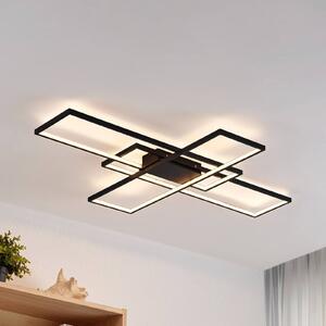 Lindby LED mennyezeti lámpa Tetson, fekete, fém, fényerőszabályozóval, dimmelhető, Fekete, Nappali / Étkező, fém, Modern