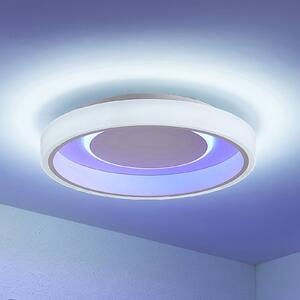 Lindby LED mennyezeti lámpa Wikani, fehér, RGB, CCT, dimmelhető, dimmelhető, Fehér / opál, Nappali / Étkező, fém, Modern
