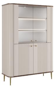 Vesper négyajtós vitrin 103 cm - kasmír / dió / arany lábak