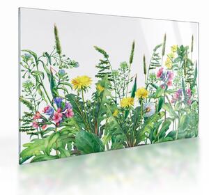 Üveg kép - Festett réti virágok (70x50 cm)