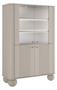 Vesper négyajtós vitrines szekrény 103 cm - kasmír / arany fogantyúk / gömb lábak