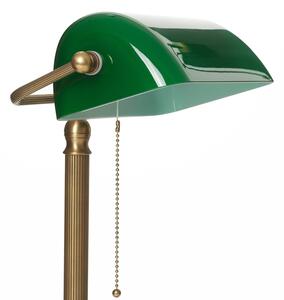 Berliner Messinglampen Kézzel készített bankár lámpa JIVAN, Zöld, Nappali / Étkező, Üveg, Antik
