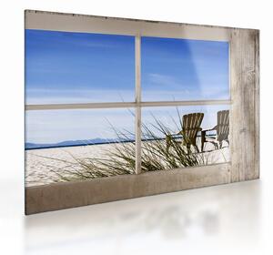 Üveg kép - A strandra néző ablak (70x50 cm)