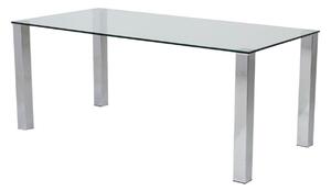 Asztal Oakland 151, Ezüst, 75x90x180cm, Edzett üveg, Fém