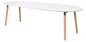 Asztal Oakland 136, Fehér, Fényes fa, 74x100x170cm, Hosszabbíthatóság, Közepes sűrűségű farostlemez, Váz anyaga