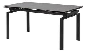 Asztal Oakland 389, Fekete, 76x85x160cm, Hosszabbíthatóság, Kerámia, Edzett üveg, Fém