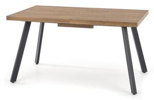 Asztal Houston 601, Dió, Fekete, 76x85x140cm, Hosszabbíthatóság, Közepes sűrűségű farostlemez, Fém