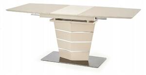 Asztal Houston 532, Krém, 76x80x140cm, Hosszabbíthatóság, Közepes sűrűségű farostlemez, Edzett üveg, Közepes sűrűségű farostlemez, Fém