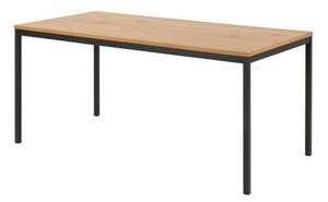 Asztal Oakland H139Fekete, Vad tölgy, 74x80x160cm, Közepes sűrűségű farostlemez, Fém