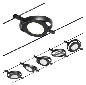 Paulmann Wire RoundMac LED kábelrendszer 5 izzós, fekete, Fekete, Folyosó, fém, Modern