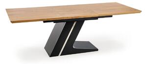 Asztal Houston 713, Tölgy, Fekete, 75.5x90x160cm, Hosszabbíthatóság, Közepes sűrűségű farostlemez, Váz anyaga