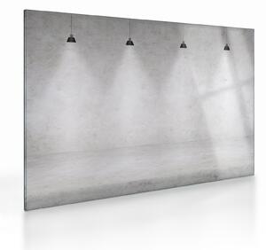 Üveg kép - Betonfal fényekkel (70x50 cm)